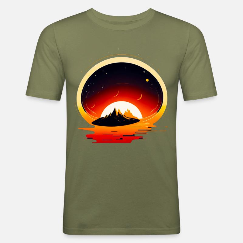 Space View / Mars - Männer Slim Fit T-Shirt - Khaki Grün