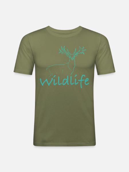 Wildlife Wildtierhirt - Männer Slim Fit T-Shirt - Khaki Grün