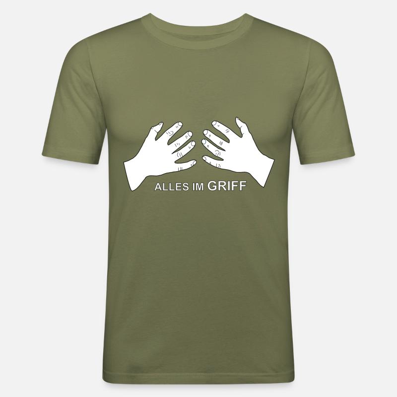 Hand auf die Brust - Männer Slim Fit T-Shirt - Khaki Grün