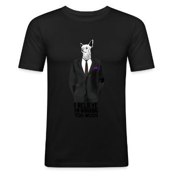 Working Like a Dog - Men's Slim Fit T-Shirt - black - Front - Nik (191cm)