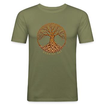 Lebensbaum Celtic Symbol - Männer Slim Fit T-Shirt - Khaki Grün - Vorne - Jaron (178cm)