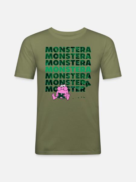 Monstera Monster - Men's Slim Fit T-Shirt - khaki green