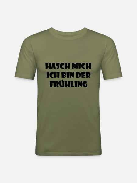 Hash me, I'm spring! -black - Men's Slim Fit T-Shirt - khaki green