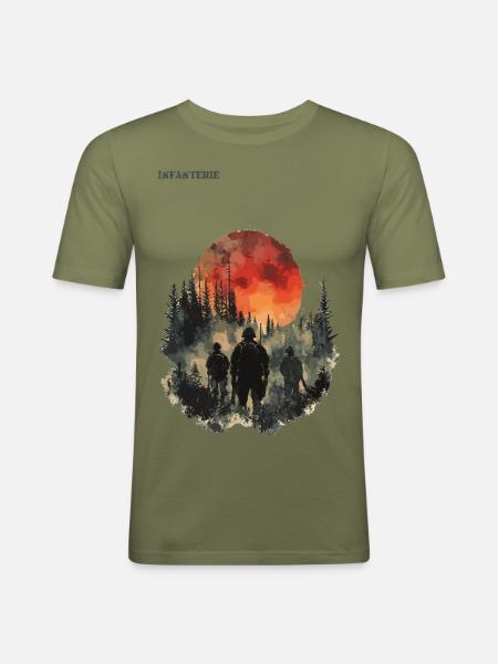 Infanterie - Brüder im Einsatz - Männer Slim Fit T-Shirt - Khaki Grün
