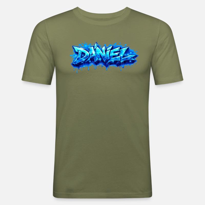 Graffiti DANIEL Name Geschenk Ideal druckbar - Männer Slim Fit T-Shirt - Khaki Grün