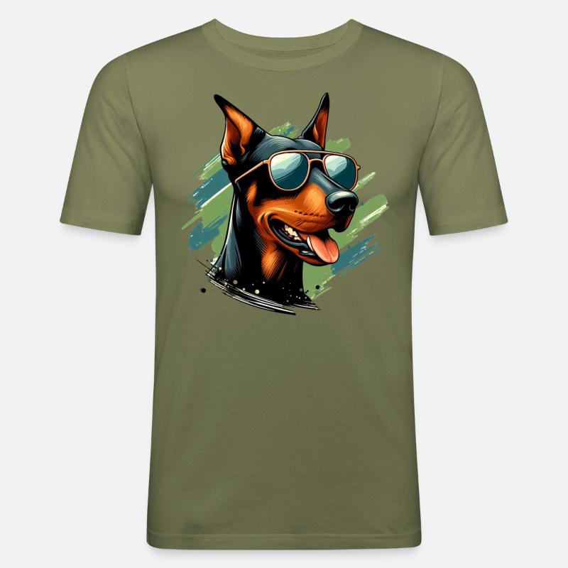 Dobermann Das Modell - Männer Slim Fit T-Shirt - Khaki Grün