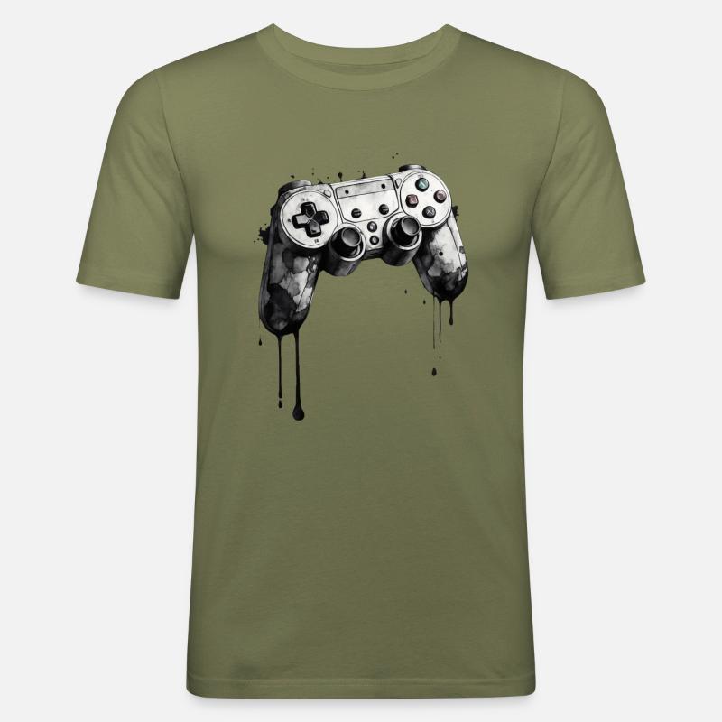 Controller Breakdown: Game Over - Männer Slim Fit T-Shirt - Khaki Grün