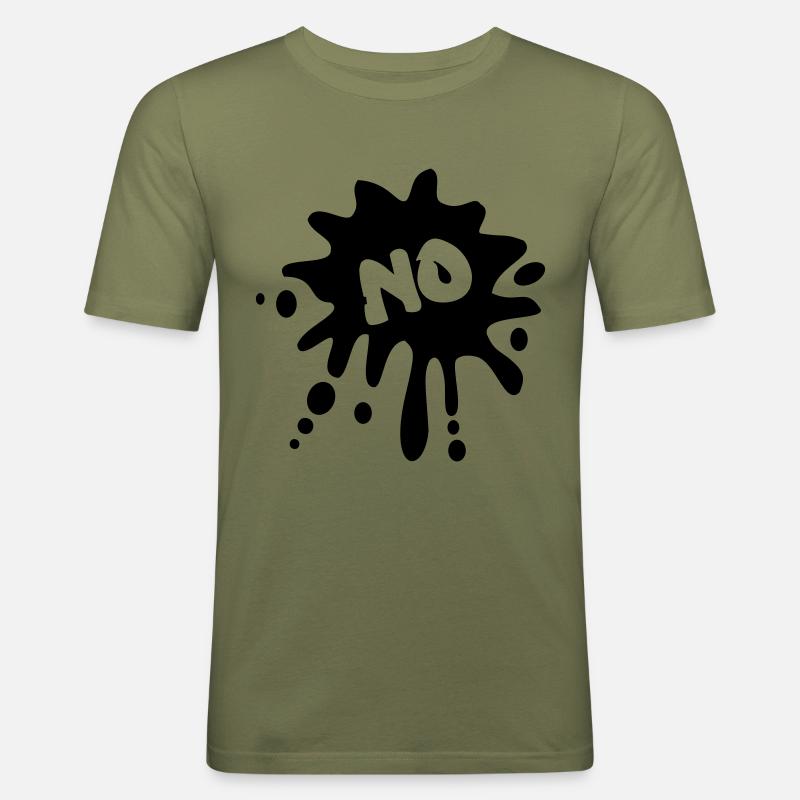 No, Farbspritzer - Männer Slim Fit T-Shirt - Khaki Grün