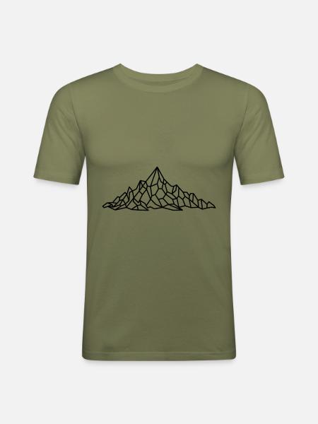 Mountains Geometric Hiking - Men's Slim Fit T-Shirt - khaki green