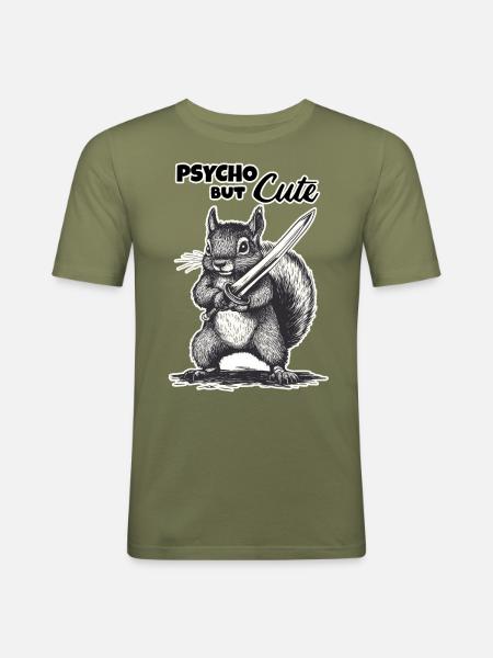 Cute but Psycho - Männer Slim Fit T-Shirt - Khaki Grün