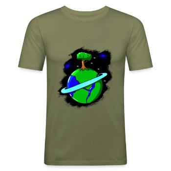 Ecología del Planeta - Camiseta ajustada hombre - verde caqui - delante - Jaron (178cm)