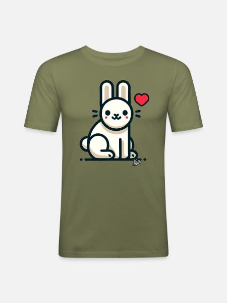 Liebe Herz Hase - Männer Slim Fit T-Shirt - Khaki Grün