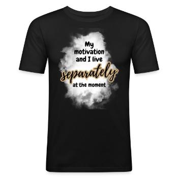 ATTITUDE POSITIVE ÉTAT D’ Motivation - T-shirt près du corps Homme - noir - Devant - Nik (191cm)