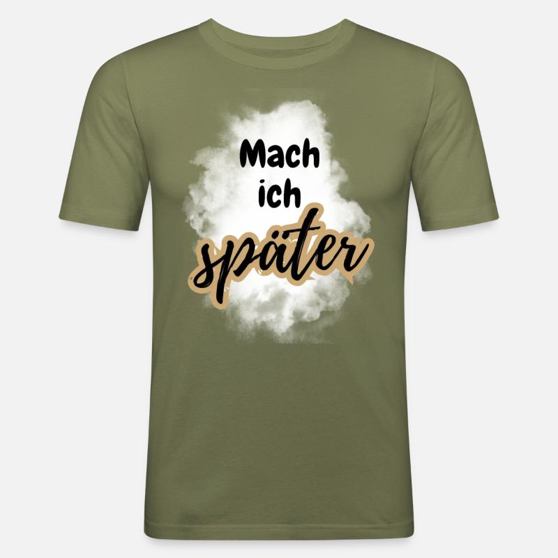 POSITIVE EINSTELLUNG MINDSET Motivation - Männer Slim Fit T-Shirt - Khaki Grün