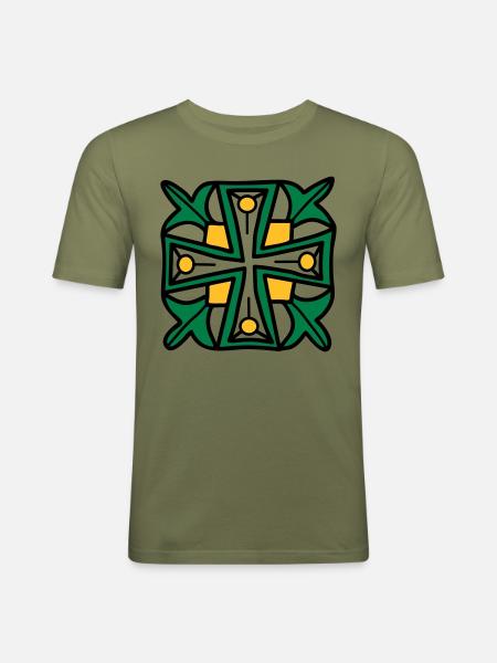 Celtic Cross - Men's Slim Fit T-Shirt - khaki green