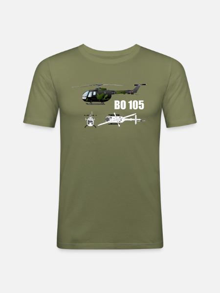 Hubschrauber BO105 - Männer Slim Fit T-Shirt - Khaki Grün