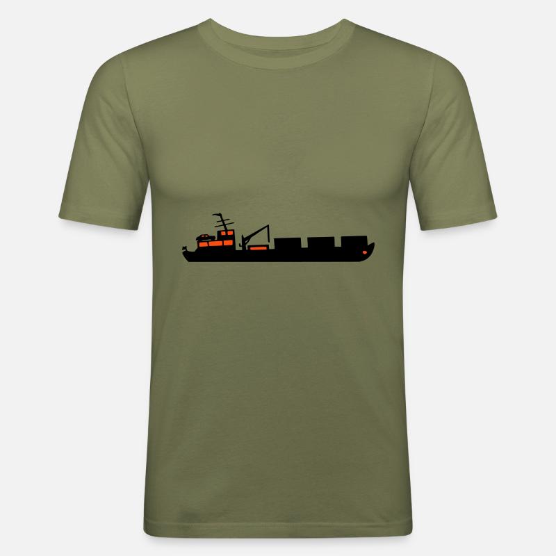 Boot Frachtschiff Schiff zweifarbig - Männer Slim Fit T-Shirt - Khaki Grün