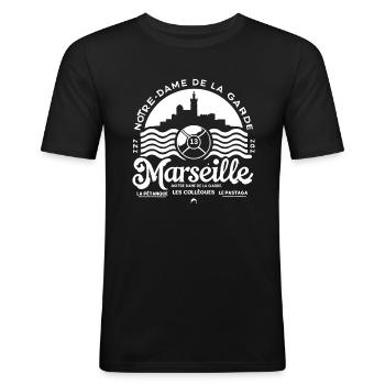 Marseille - Notre-Dame-Mediterranean Culture B - Men's Slim Fit T-Shirt - black - Front - Nik (191cm)