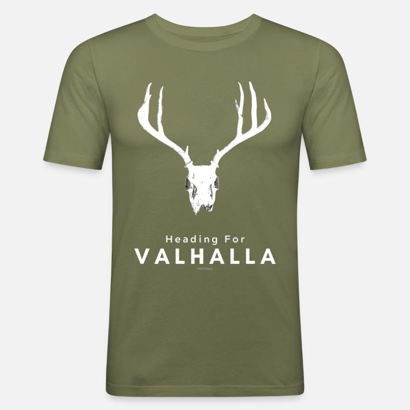 VALHALLA Schädel - Männer Slim Fit T-Shirt - Khaki Grün