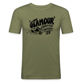 Glamour Camping 23 - Men's Slim Fit T-Shirt - khaki green - Front - Jaron (178cm)
