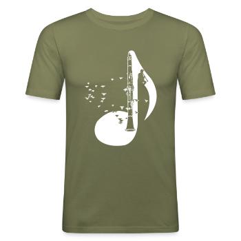 Klarinette Klarinetten Spieler T-Shirt Geschenk - Männer Slim Fit T-Shirt - Khaki Grün - Vorne - Jaron (178cm)