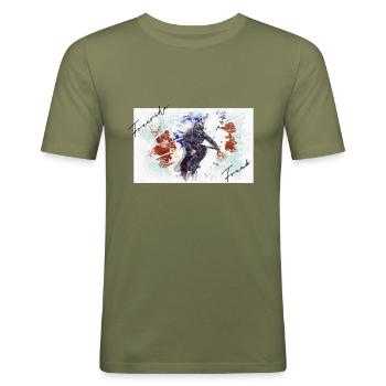 Freeride Freak - Männer Slim Fit T-Shirt - Khaki Grün - Vorne - Jaron (178cm)
