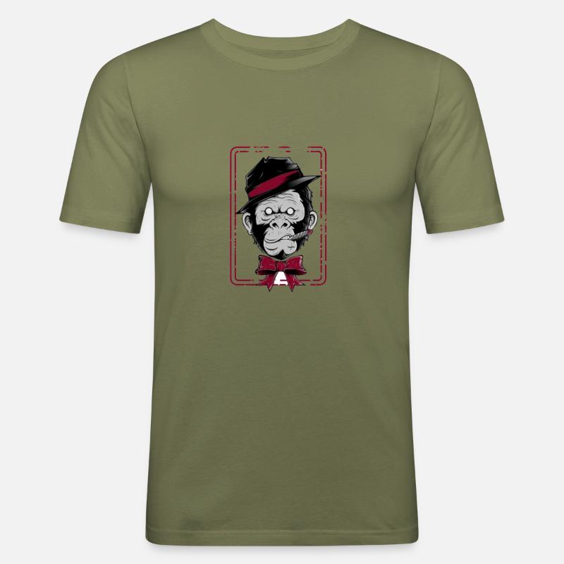 Funky Monkey - Männer Slim Fit T-Shirt - Khaki Grün
