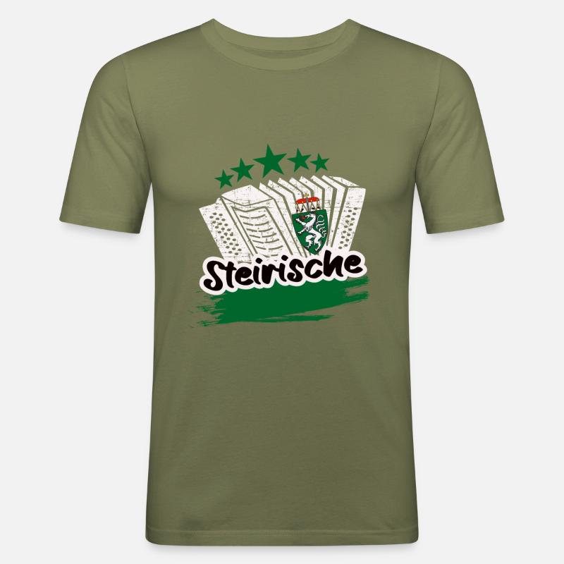 Steirische Harmonika - Männer Slim Fit T-Shirt - Khaki Grün