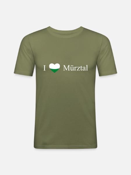 Steiermark Herz Mürztal weiß - Männer Slim Fit T-Shirt - Khaki Grün