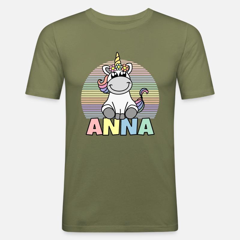 Anna Einhorn Name - Männer Slim Fit T-Shirt - Khaki Grün