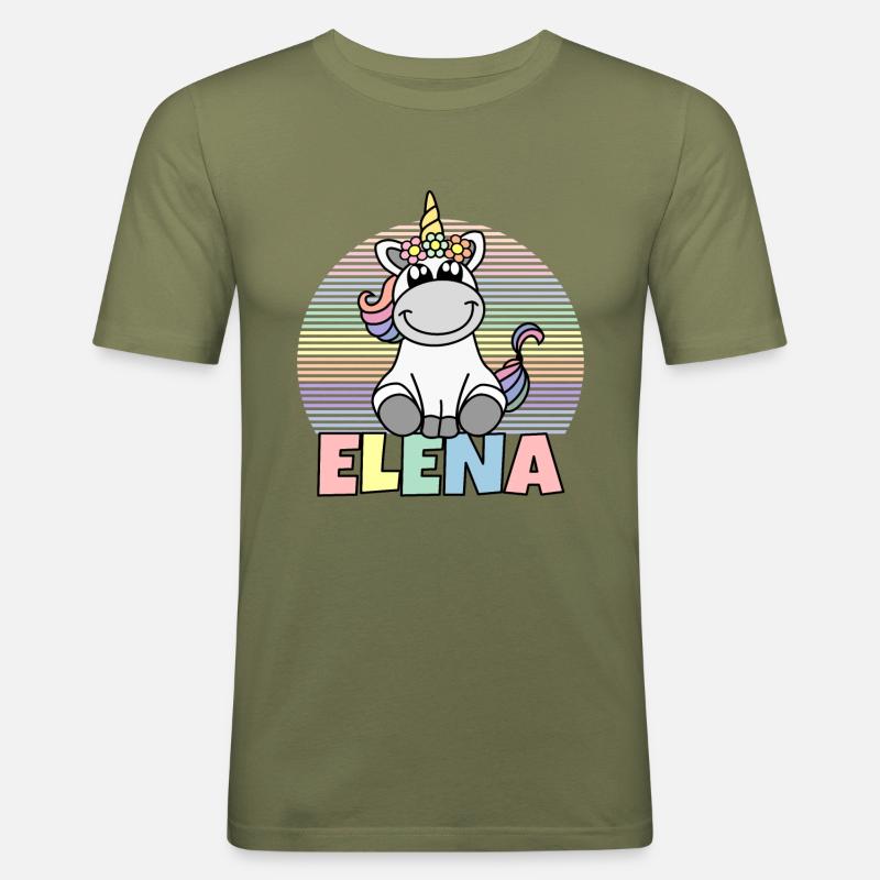 Elena Einhorn Name - Männer Slim Fit T-Shirt - Khaki Grün
