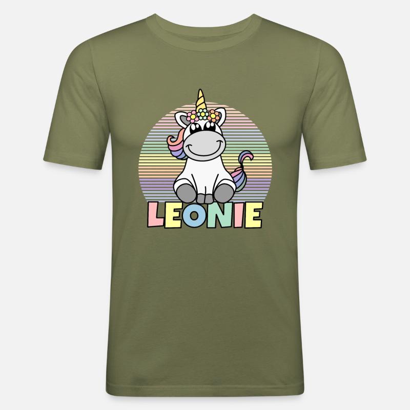 Leonie Einhorn Name - Männer Slim Fit T-Shirt - Khaki Grün