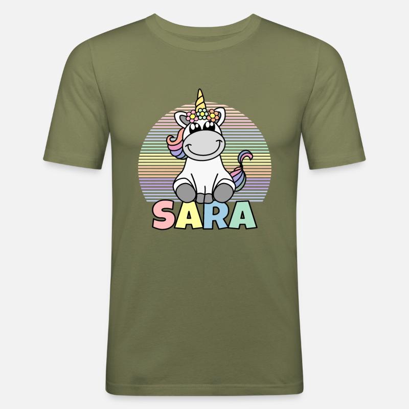 Sara Einhorn Name - Männer Slim Fit T-Shirt - Khaki Grün