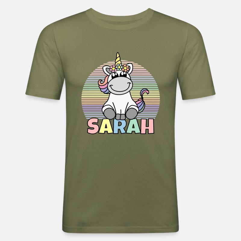 Sarah Einhorn Name - Männer Slim Fit T-Shirt - Khaki Grün