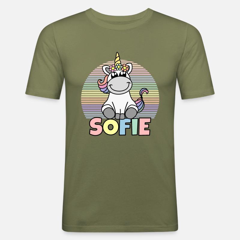 Sofie Einhorn Name - Männer Slim Fit T-Shirt - Khaki Grün