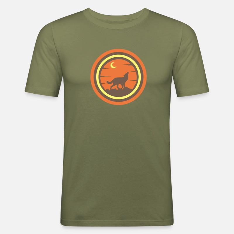 Wolf - Männer Slim Fit T-Shirt - Khaki Grün