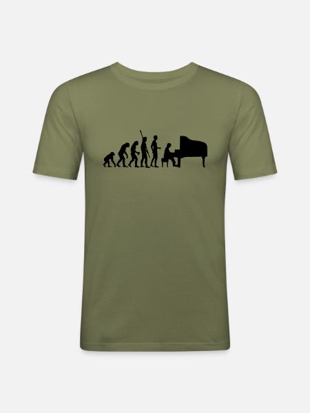 evolution_pianist - Männer Slim Fit T-Shirt - Khaki Grün