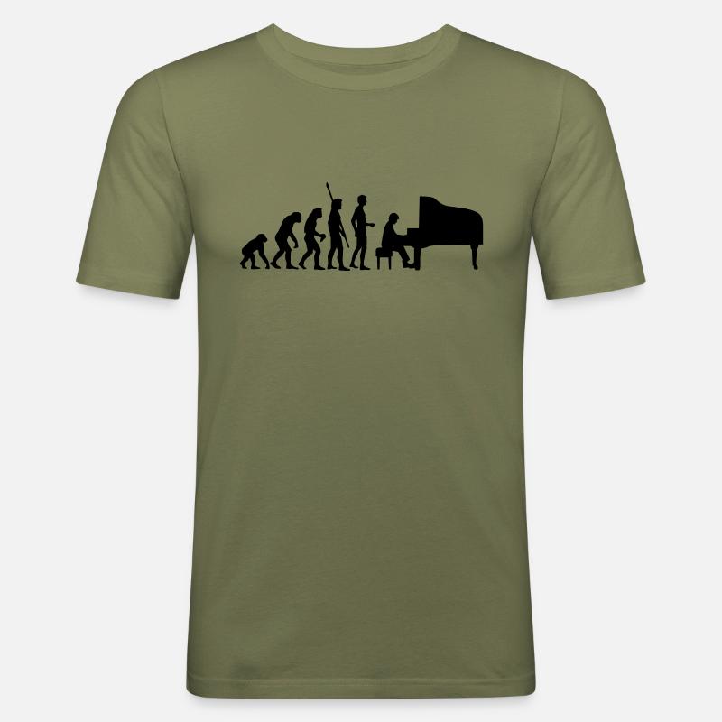 evolution_pianist - Men's Slim Fit T-Shirt - khaki green