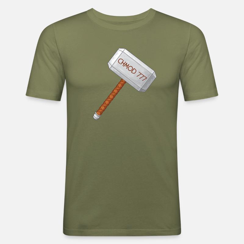 Linux Admin Chmod - Men's Slim Fit T-Shirt - khaki green