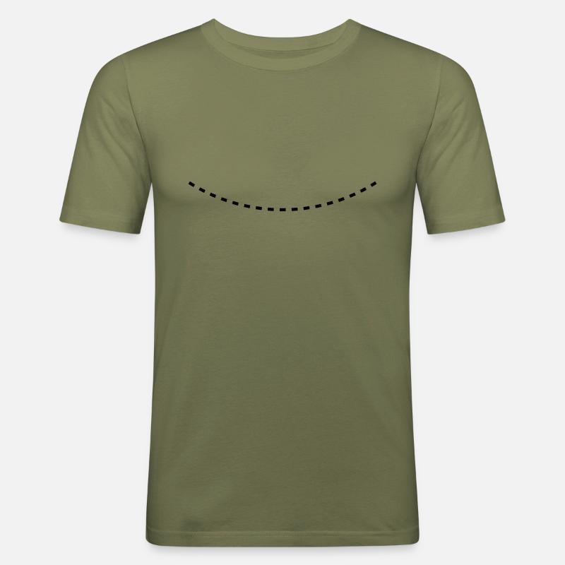 Dashed Curved Line - Men's Slim Fit T-Shirt - khaki green