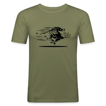 wildschwein - Männer Slim Fit T-Shirt - Khaki Grün - Vorne - Jaron (178cm)
