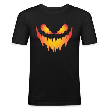 Fiery Pumpkin Face - Men's Slim Fit T-Shirt - black - Front - Nik (191cm)
