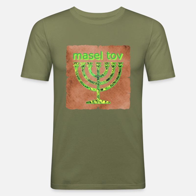 masel tov e 35 - Männer Slim Fit T-Shirt - Khaki Grün