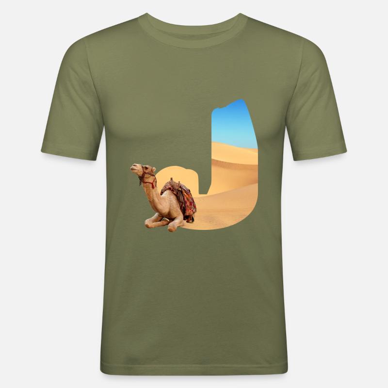 wüste mit kamel j - Männer Slim Fit T-Shirt - Khaki Grün