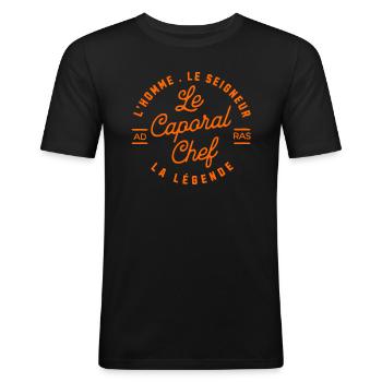 Le Caporal-Chef - LE SEIGNEUR O - T-shirt près du corps Homme - noir - Devant - Nik (191cm)