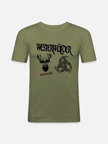 Westerwälder Rotwild - Männer Slim Fit T-Shirt - Khaki Grün