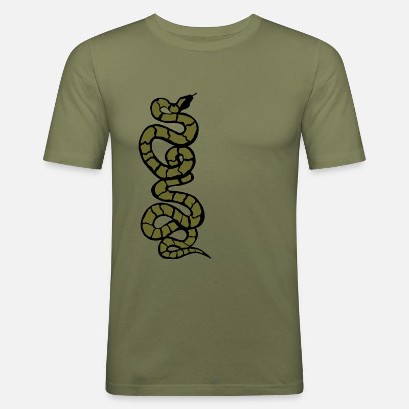 Schlange Python grün - Männer Slim Fit T-Shirt - Khaki Grün