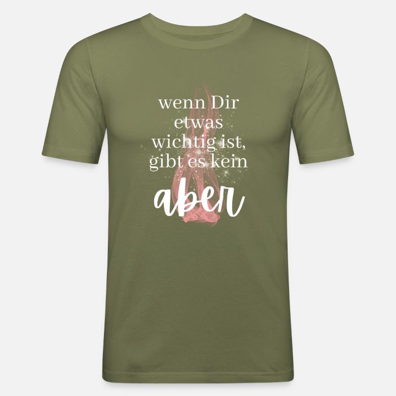 POSITIVE EINSTELLUNG MINDSET Motivation - Männer Slim Fit T-Shirt - Khaki Grün