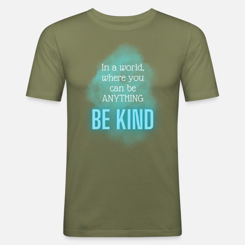 POSITIVE EINSTELLUNG MINDSET Motivation - Männer Slim Fit T-Shirt - Khaki Grün