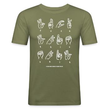 Waagen fürs Leben - Männer Slim Fit T-Shirt - Khaki Grün - Vorne - Jaron (178cm)